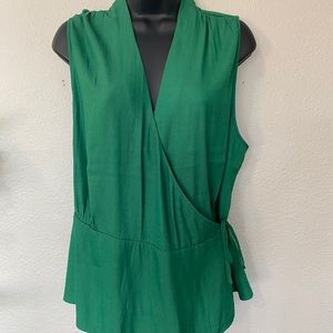 Banana Republic Satin Green wrap tie waist